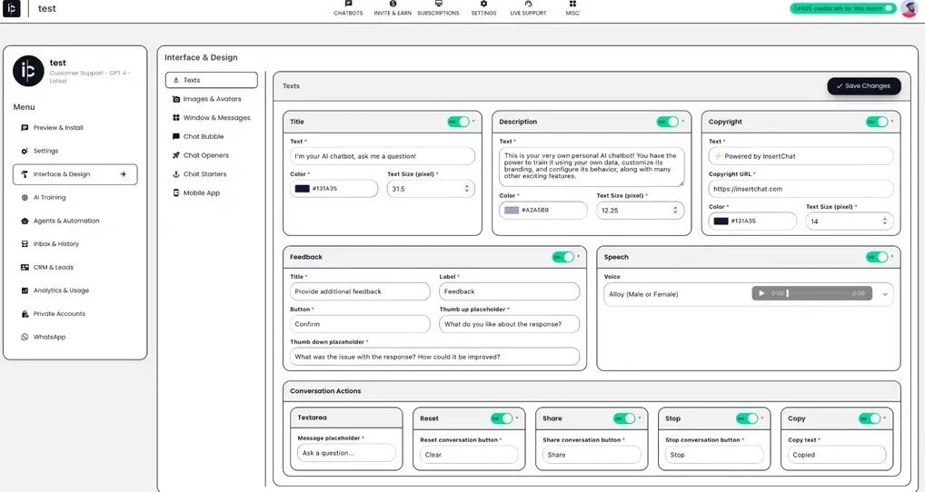 Insertchat Review AI Models