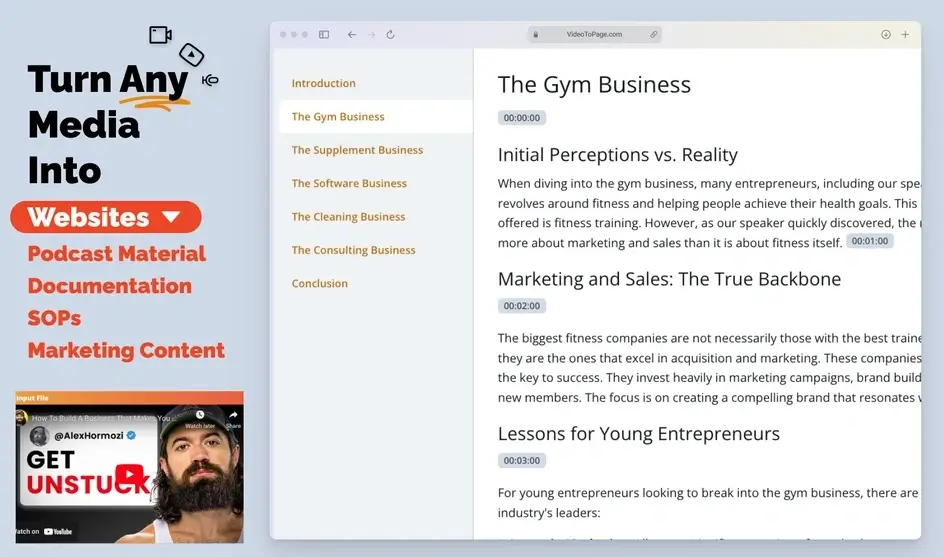 VideoToPage Review Features1